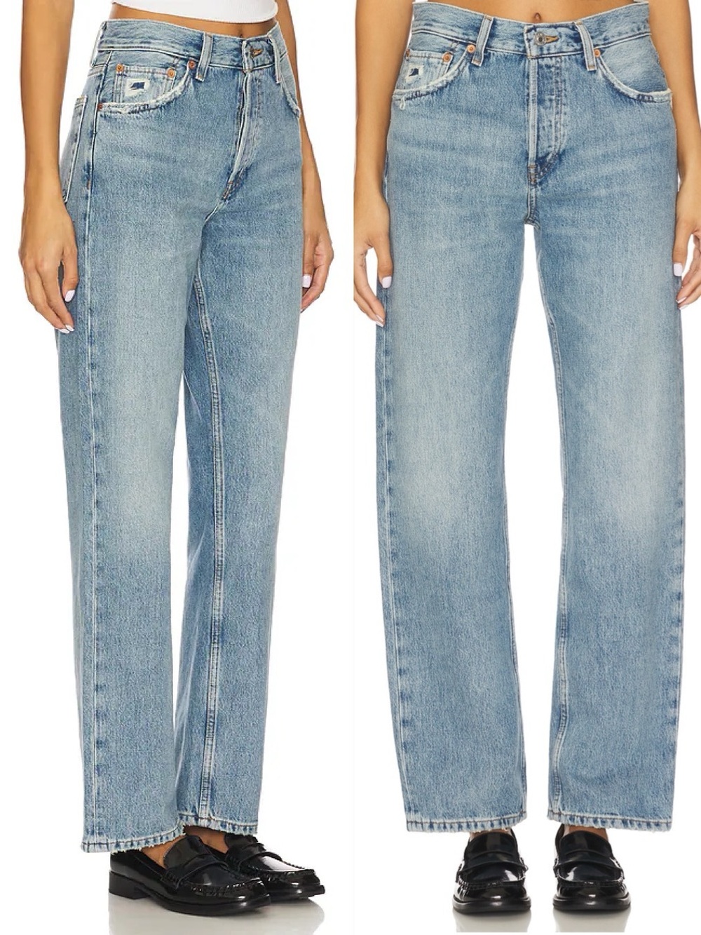 RE/DONE 90s Wide Leg Jeans In Worn Blue